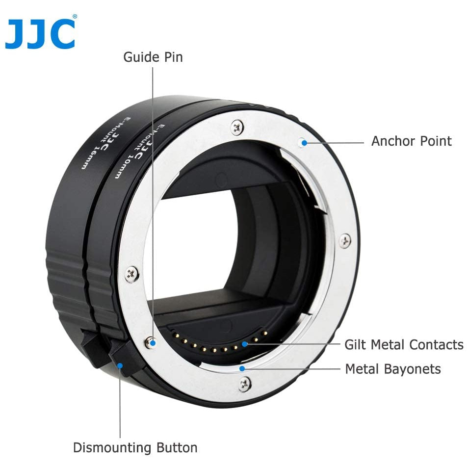 JJC Auto Focus (AF) Extension Tube with TTL Exposure for Close-up Image Photography for Sony E Mount Mirrorless Camera (10mm/16mm Set)