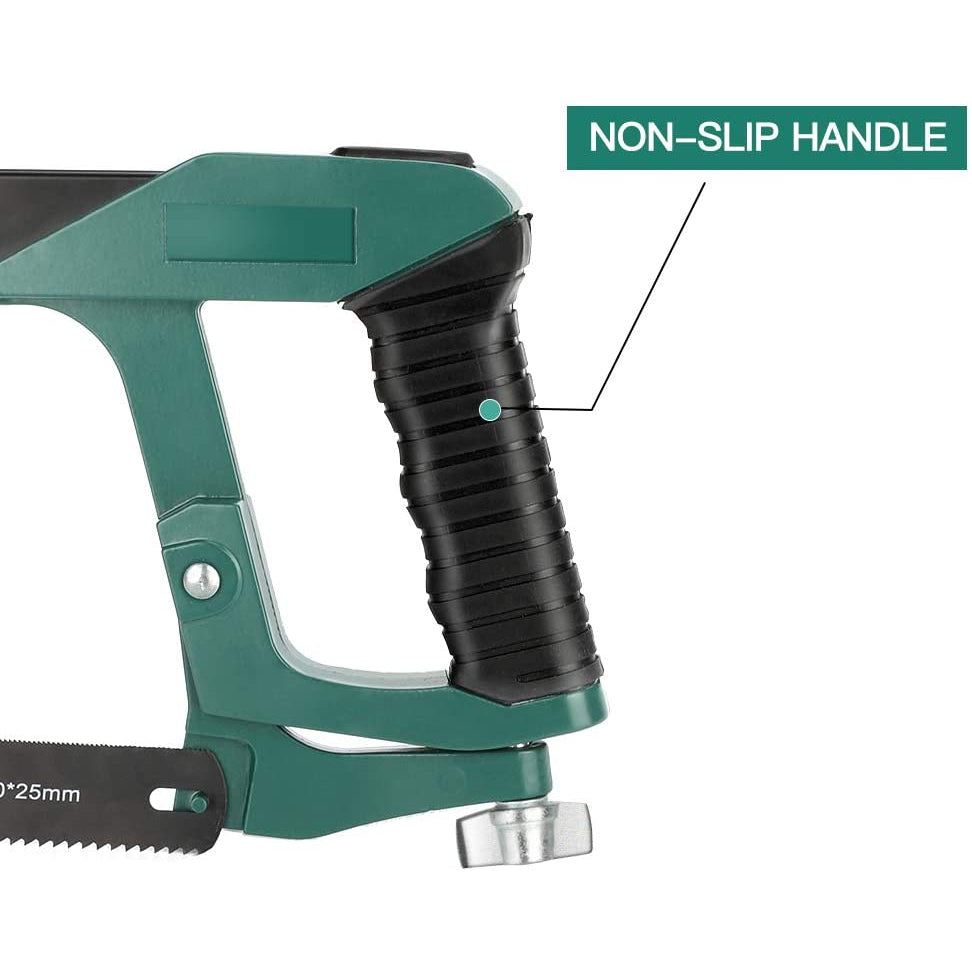 AIRAJ Hacksaw Frame with Blacksaw Blades x 10