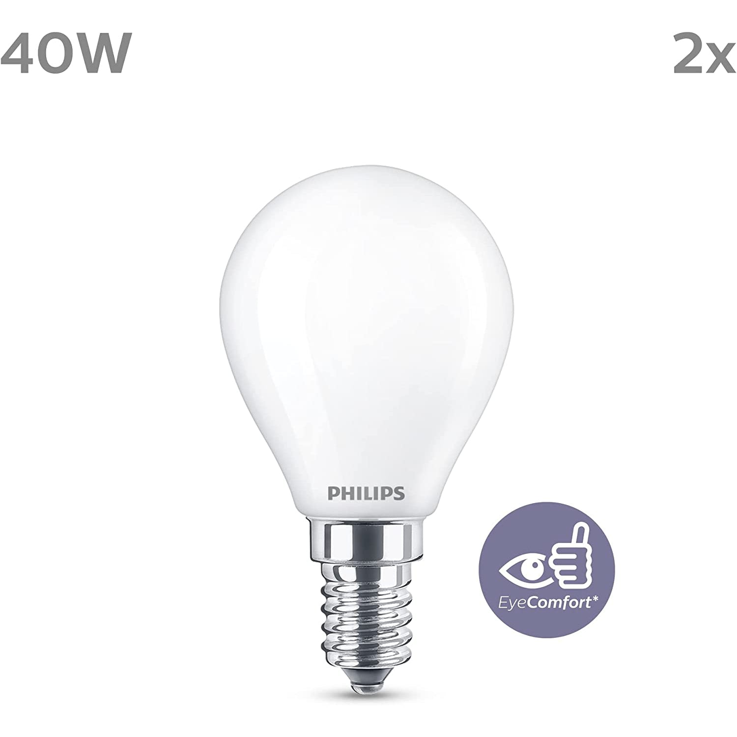 Philips LED Warm White 40W 470 Lumen LED Golf Ball Light Bulbs 2 Pack