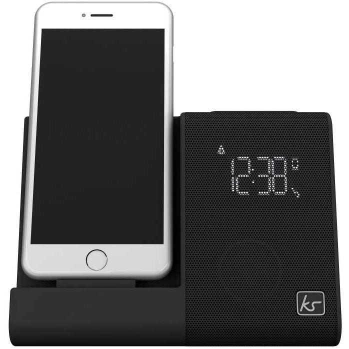 KitSound X Dock 4 Dual Alarm Clock FM Radio Speaker Dock - Black