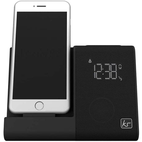 KitSound X Dock 4 Dual Alarm Clock FM Radio Speaker Dock - Black
