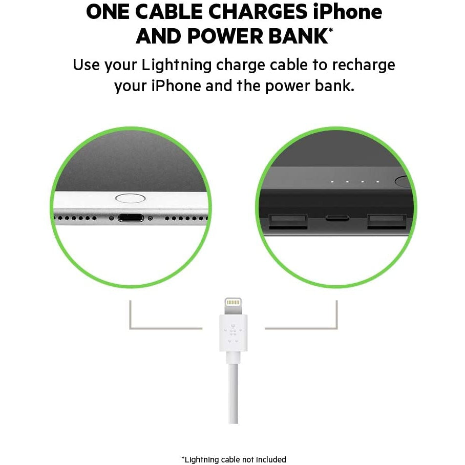 Belkin Boost Charge Power Bank 10K with Lightning Connector - White / Black