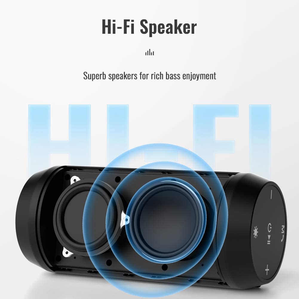 Elehot Bluetooth Speaker Portable Wireless, Stereo Loud Volume, TWS Dual Pairing Speaker with Subwoofer