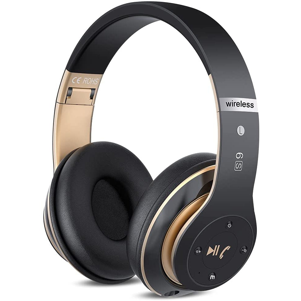 6S Stereo Folding Wireless Bluetooth Headphones - Black / Gold