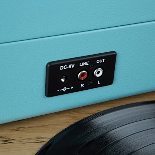 Akai A60011 - Retro 60's Premium Leather Style Suitcase Style Record Player, Blue