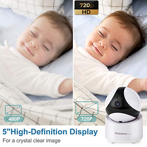 Babysense V65 5" HD Baby Monitor With Pan Tilt Zoom Camera