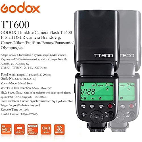 GODOX TT600 Flash Speedlight GN60 2.4G Wireless Camera Speedlite for Canon Nikon Pentax Fujifilm Olympus Camera - Black