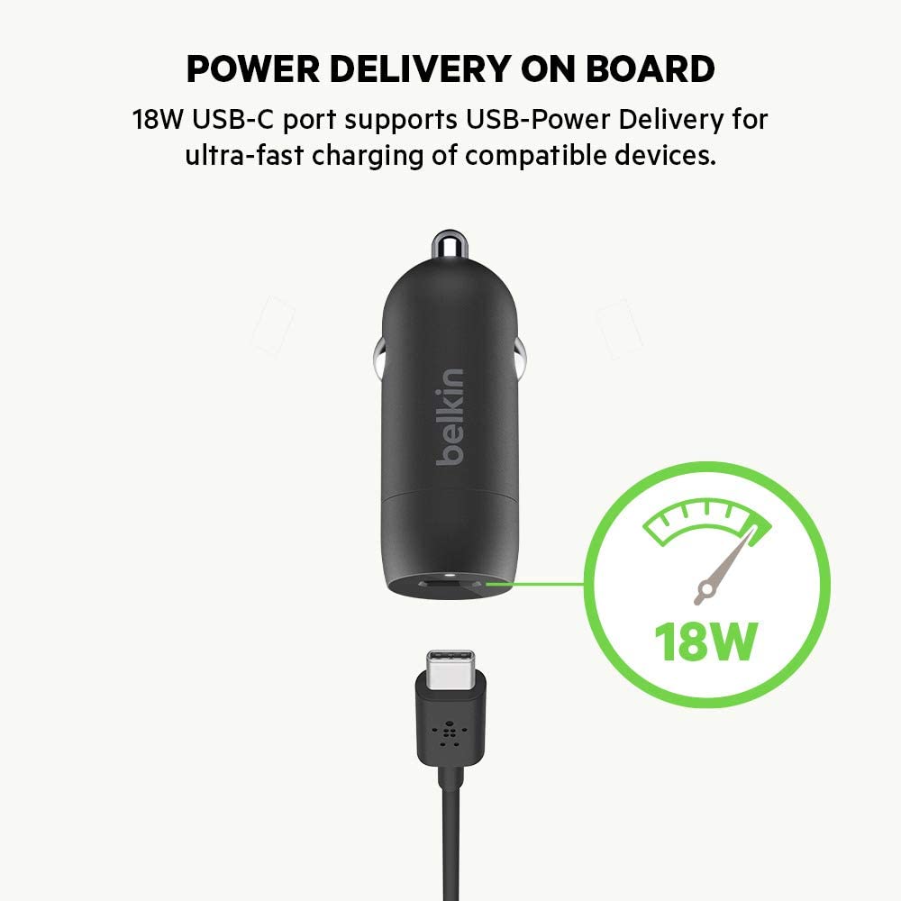 Belkin Boost Charge Car Charger with USB-C Cable - New