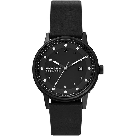 Skagen Men's SKW6740 Henriksen Leather Strap Watch, Black