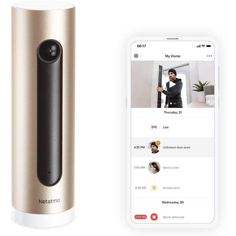 Netatmo Smart Indoor Security Camera, WIFI, Movement Detection, Night Vision, Without Fees, NSC01-UK