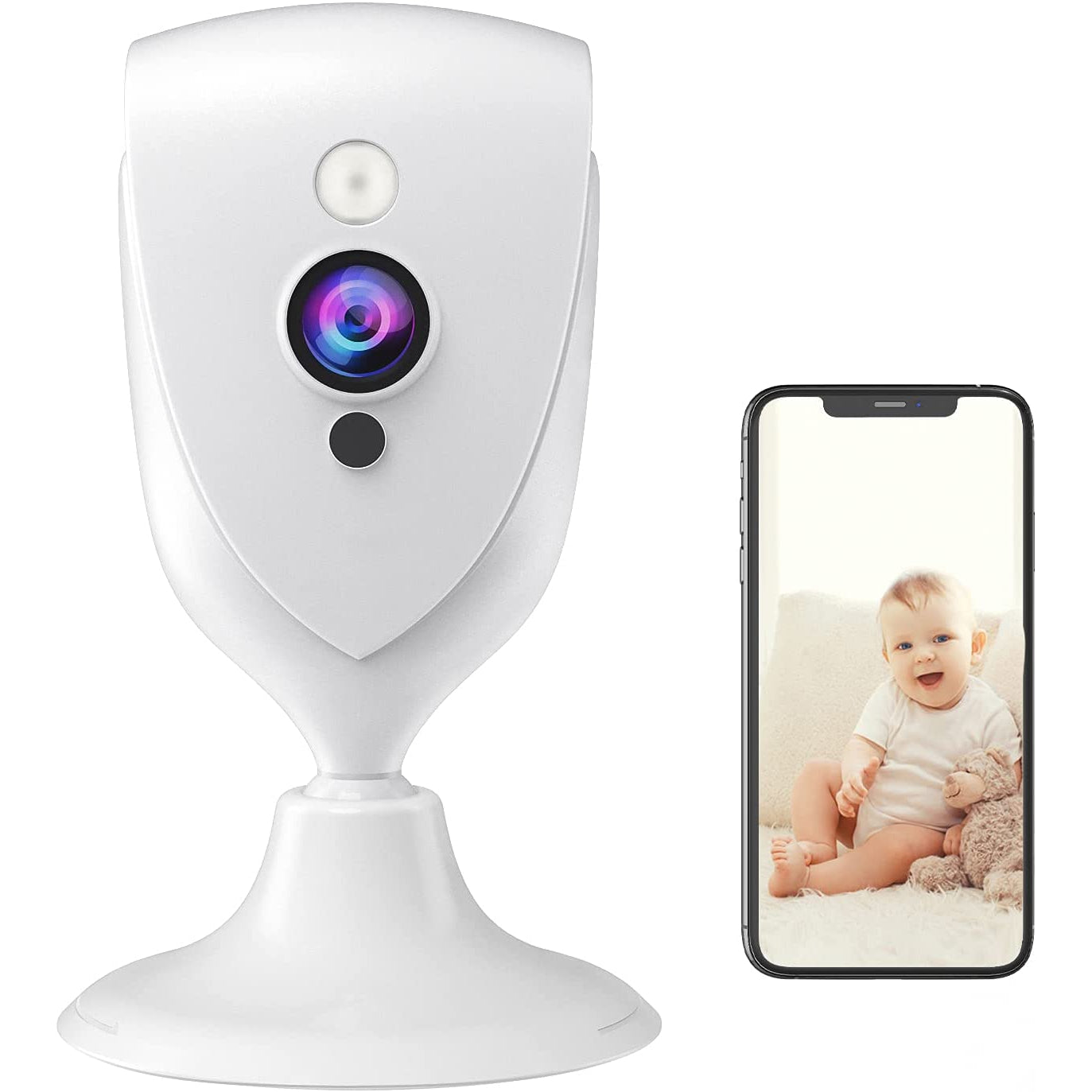 Editcam 1080P Mini Baby Monitor with Camera and Audio, Night Vision, 2-Way Audio, Motion Alarm for Home