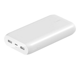 Belkin Boost Charge Power Bank 20K (Portable Charger with Dual USB Ports, 20000 mAh Capacity, Battery Pack) - White
