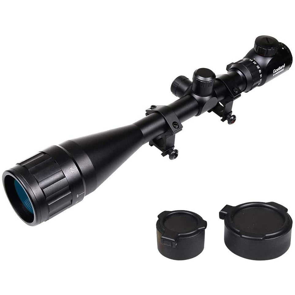 Goetland 6-24x50 AOEG Rifle Scope Red & Green Rangefinder Mil-Dot Illuminated Tactical Hunting with Mounts