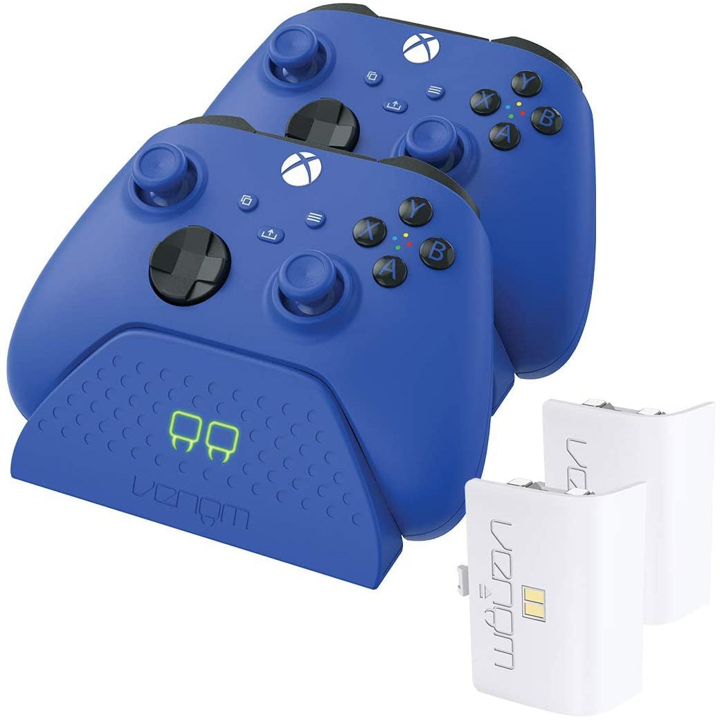 Venom Twin Charging Dock with 2 x Rechargeable Battery Packs - Shock Blue