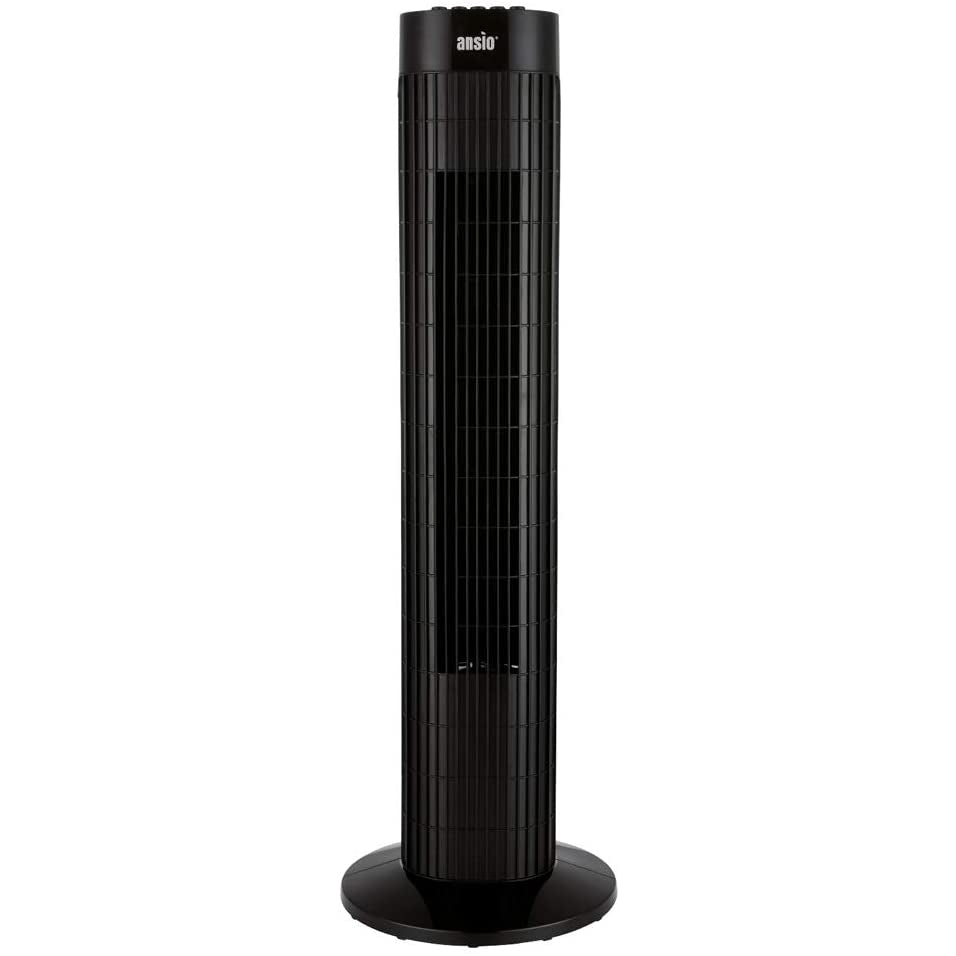 Ansio Tower Fan 30-inch For Home and Office, 3 Hours Timer, 3 Speed Oscillating Fan - Black