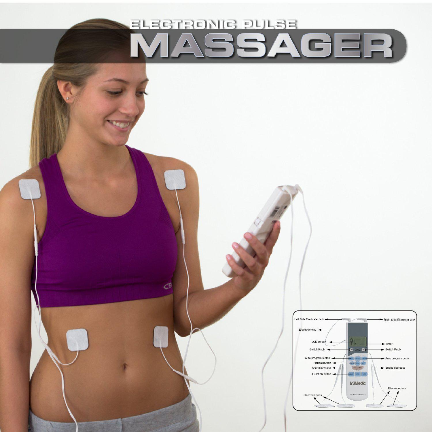 truMedic TENS Unit Electronic Pulse Massager 2" x 7.75" x .75" White/Color Buttons