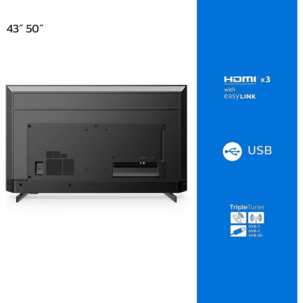 Philips 43 Inch 43PUS7506 Smart 4K UHD HDR LED Freeview TV - Refurbished Pristine