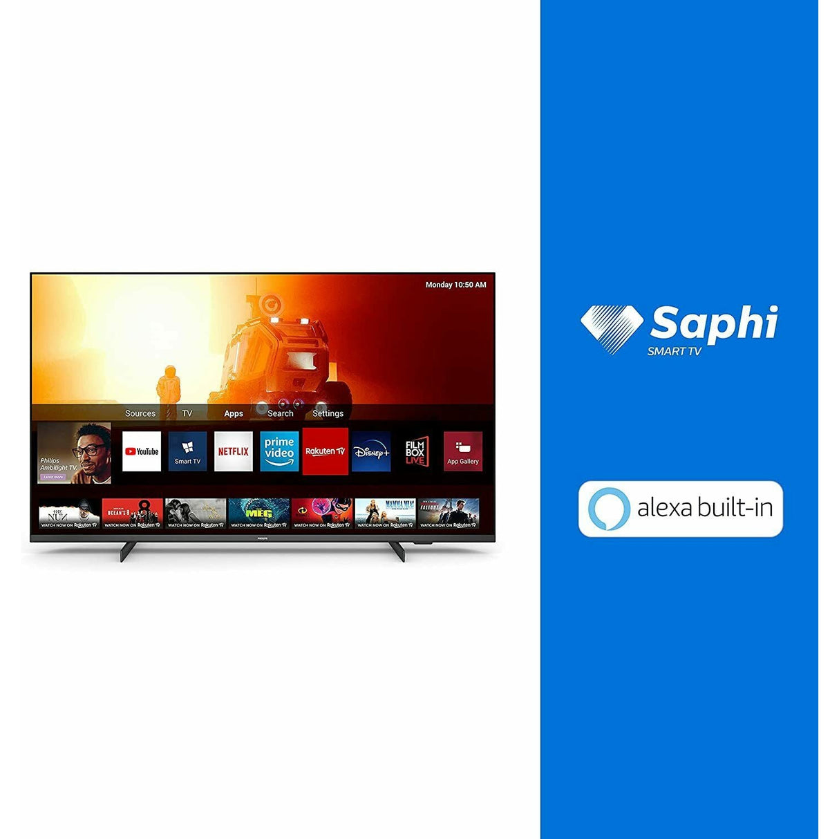 Philips 43 Inch 43PUS7506 Smart 4K UHD HDR LED Freeview TV - Refurbished Pristine