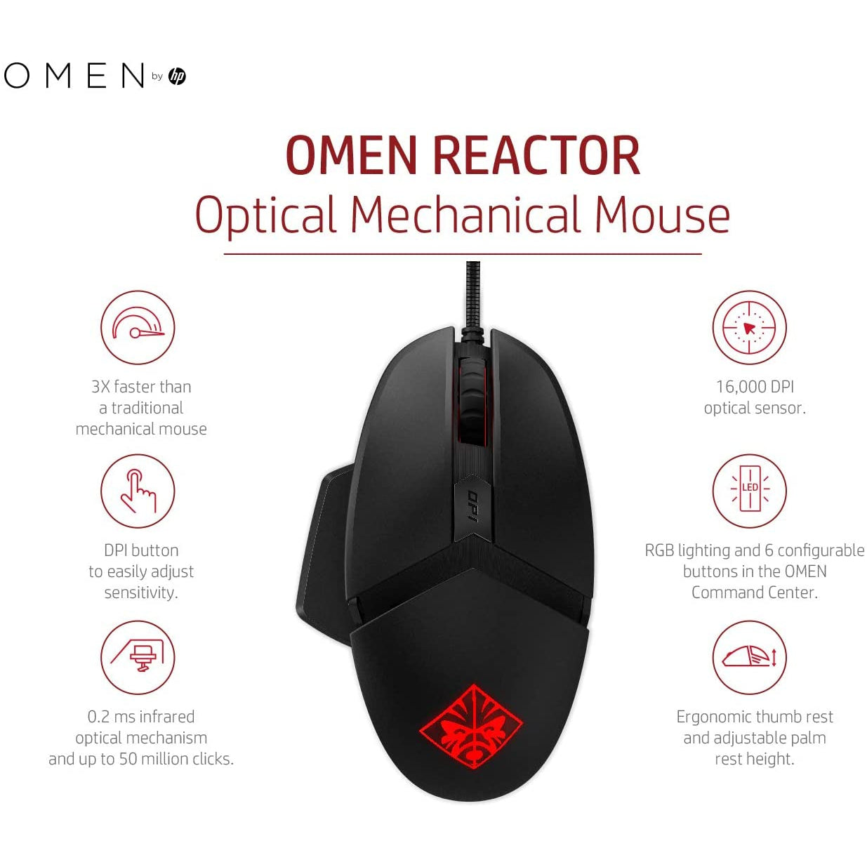 HP Omen Reactor Optical Gaming Mouse - Black