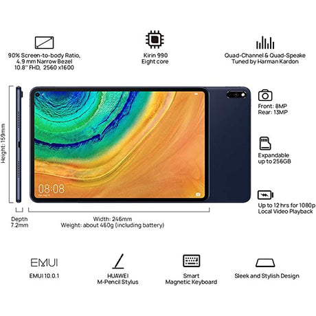 Huawei MatePad Pro 10.8 (2019) 128GB Tablet, Midnight Grey, Refurbished Excellent