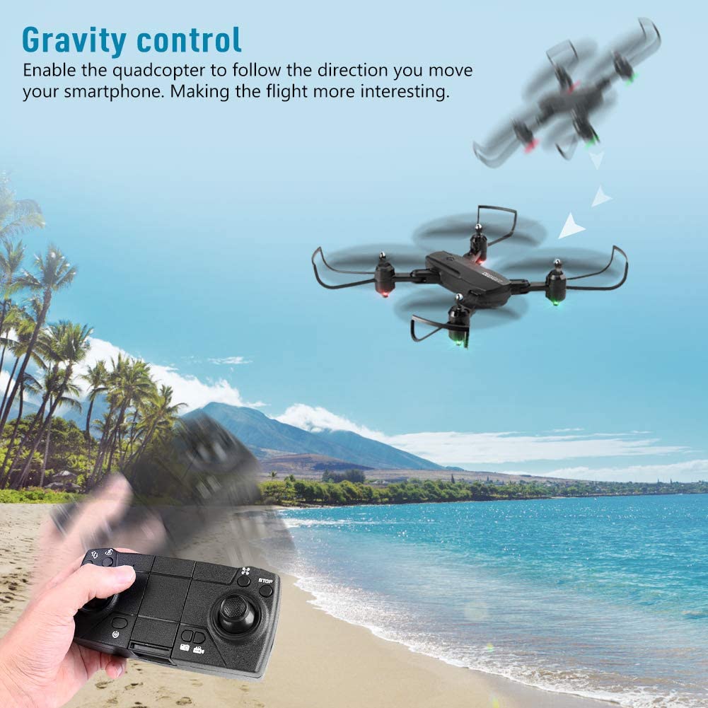 Geekera 1080P HD FPV RC Foldable Drone for Adult with Live Video, Altitude Hold, Black