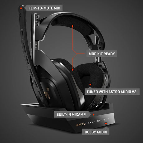ASTRO Gaming A50 Wireless Gaming Headset + Charging Base Station - Black/Gold