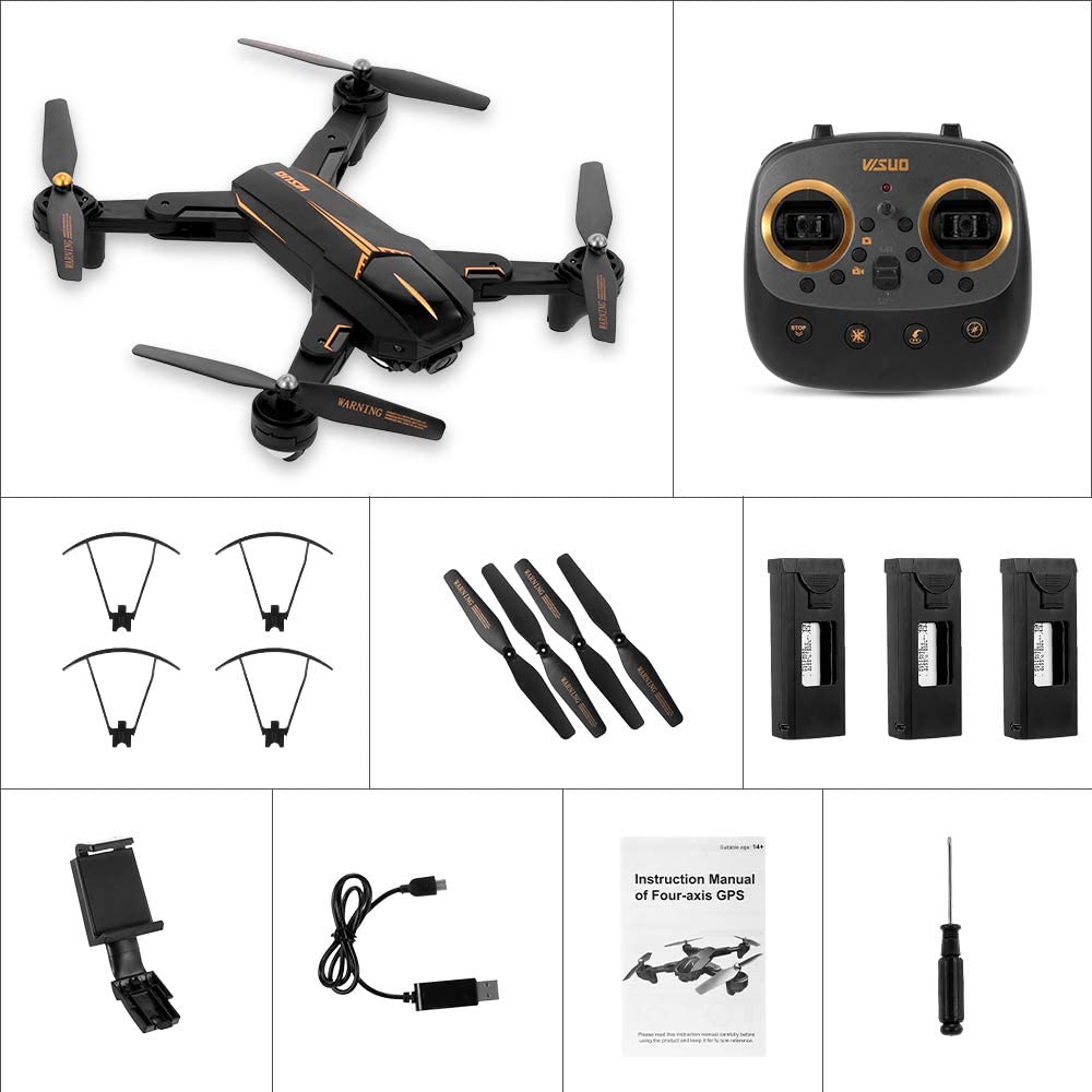 VISUO XS812 Drone 2.4G GPS 5G WiFi 1080P Wide Angle Camera - Black