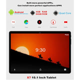 Yestel X7 Tablet - 10.1", 4GB RAM, 64GB HDD with Tablet Case - Black