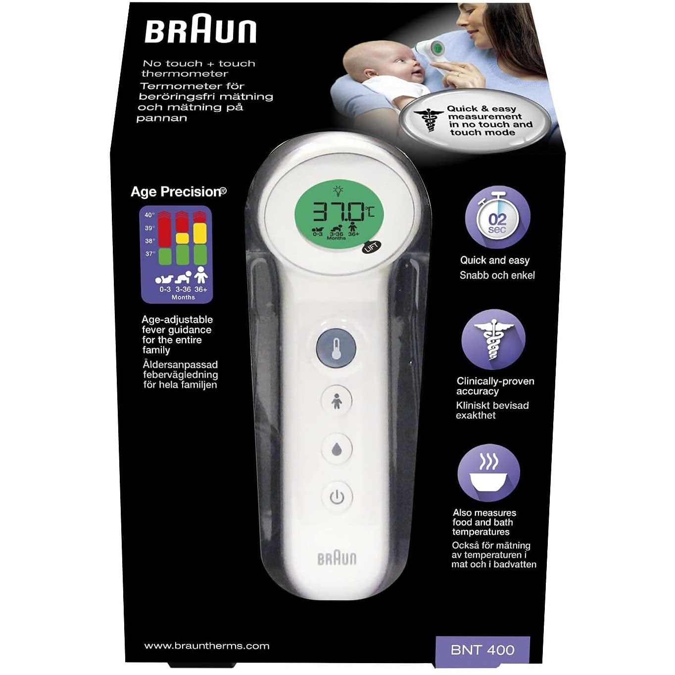 Braun No Touch + Touch thermometer with Age Precision