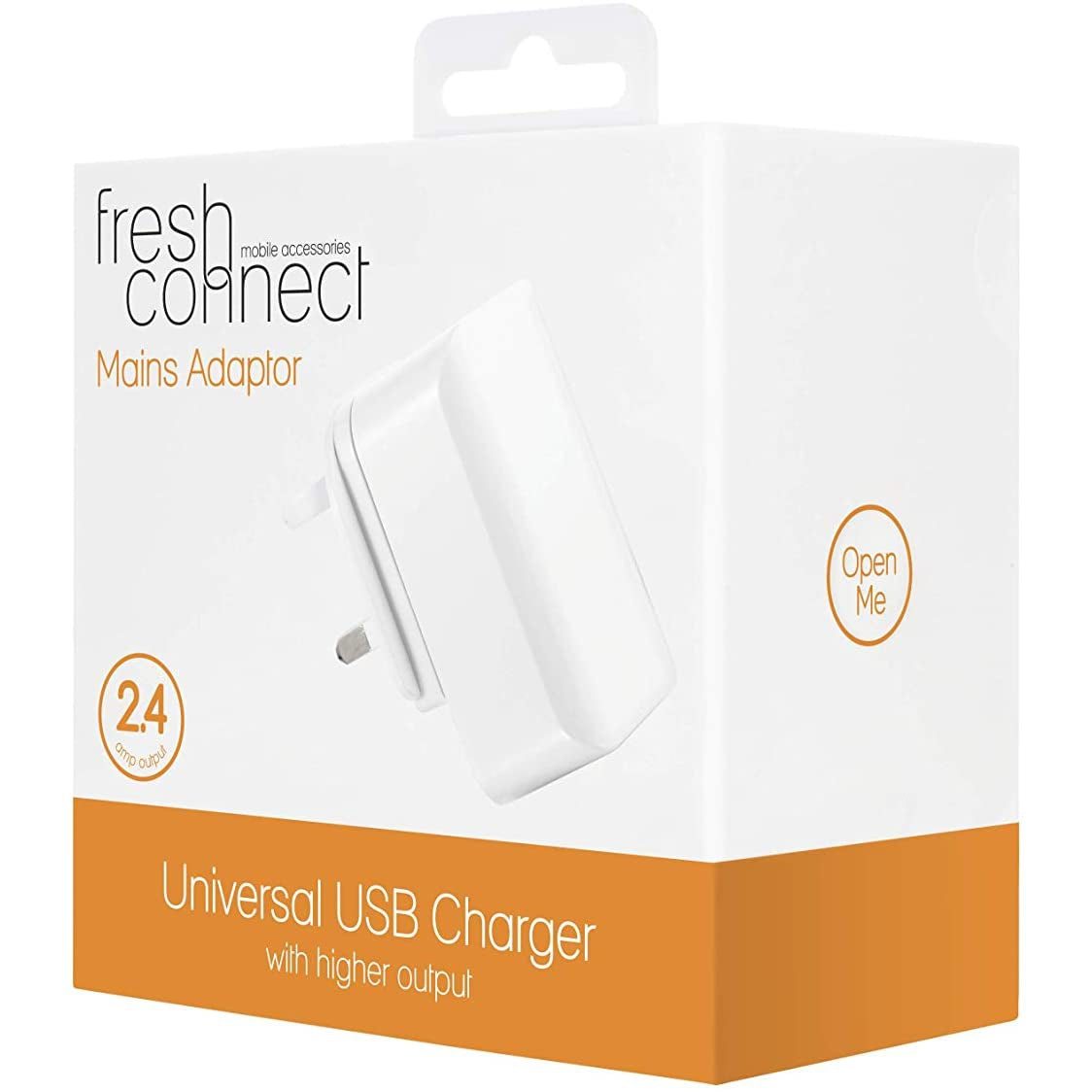 Fresh Connect Universal USB Charger Mains Plug 2.4 Amp - White