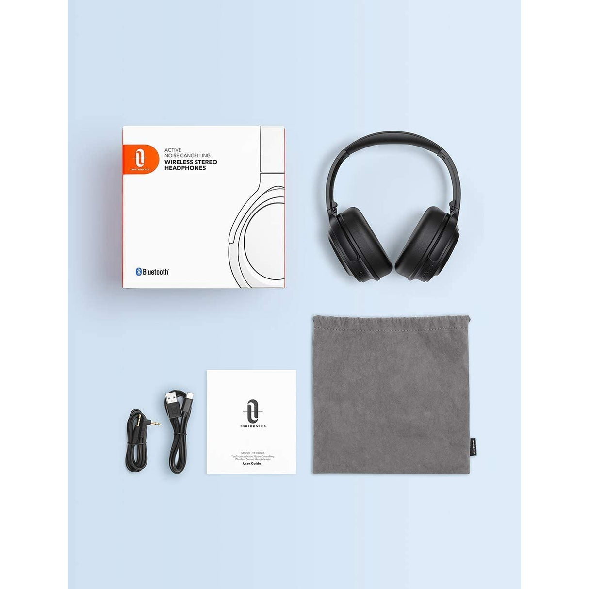 TaoTronics Active Noise Cancelling Wireless Bluetooth Headphones TT-BH085 - Black