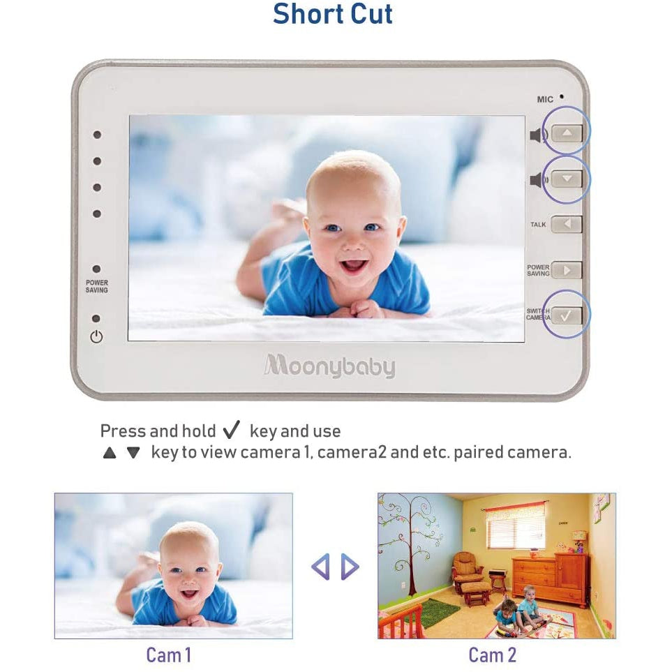 Moonybaby Trust 30 Video Baby Monitor with Night Vision and 2-Way Audio & Lullaby