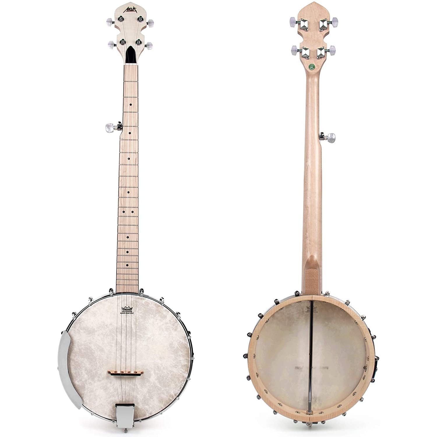 AKLOT 5 String Banjo - Wood / White