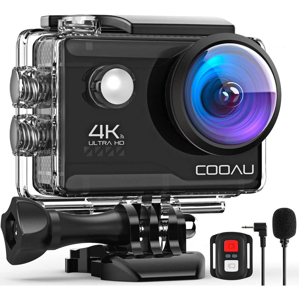 Cooau 4K 20MP Wi-Fi Action Camera EIS Stabilization Underwater 40M Waterproof Sport Camera Time Lapse with 2X1200mAh Batteries