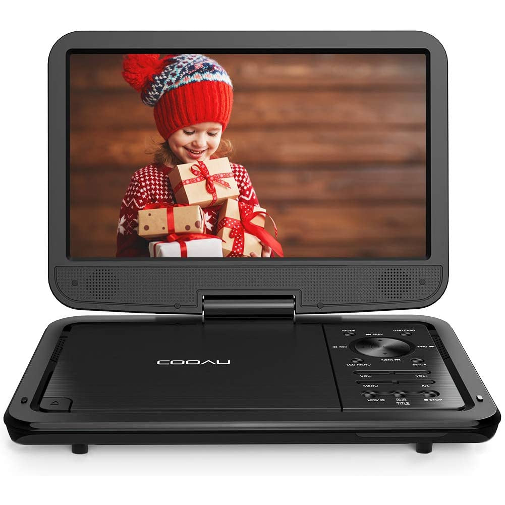 Cooau 12.5" Portable DVD Player with 10.5'' High-Brightness Swivel Screen, Supports All Region, AV-in/AV-out/SD/USB/CD/DVD