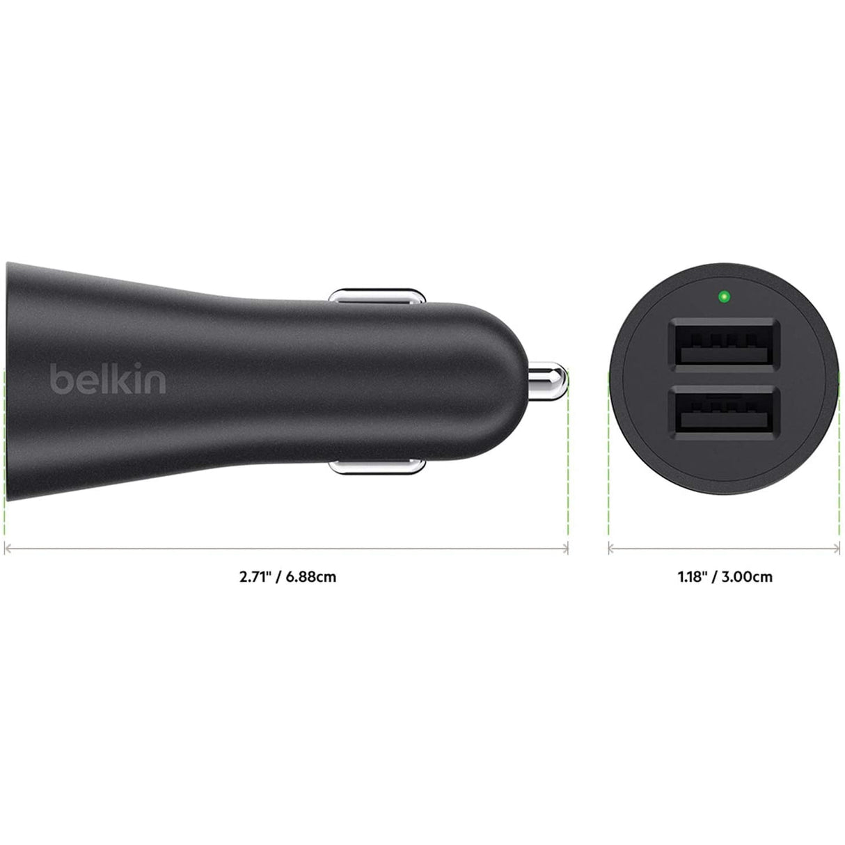 Belkin Boost-Up 2-Port Universal Car Charger, Black - Refurbished