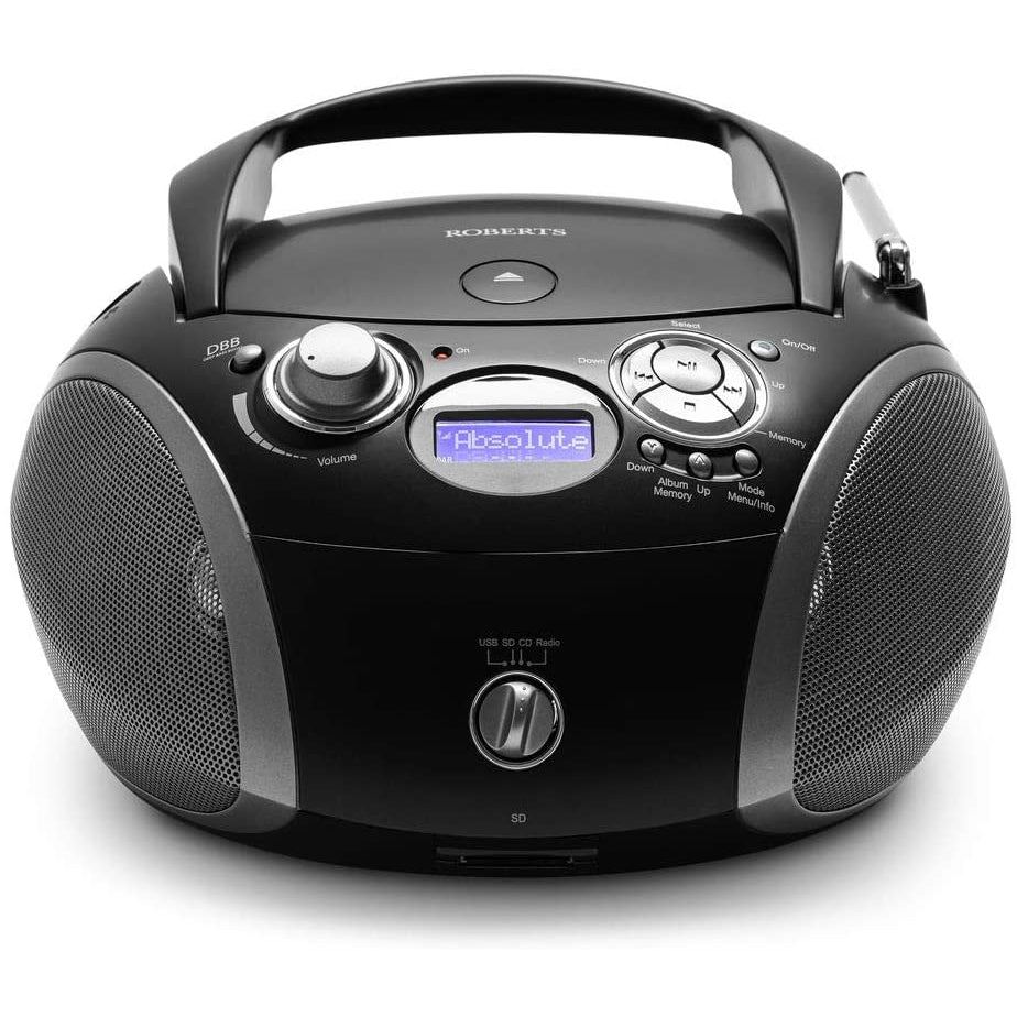 Roberts Radio Zoombox3 DAB/DAB+/FM/SD/USB Radio with CD Player - Black