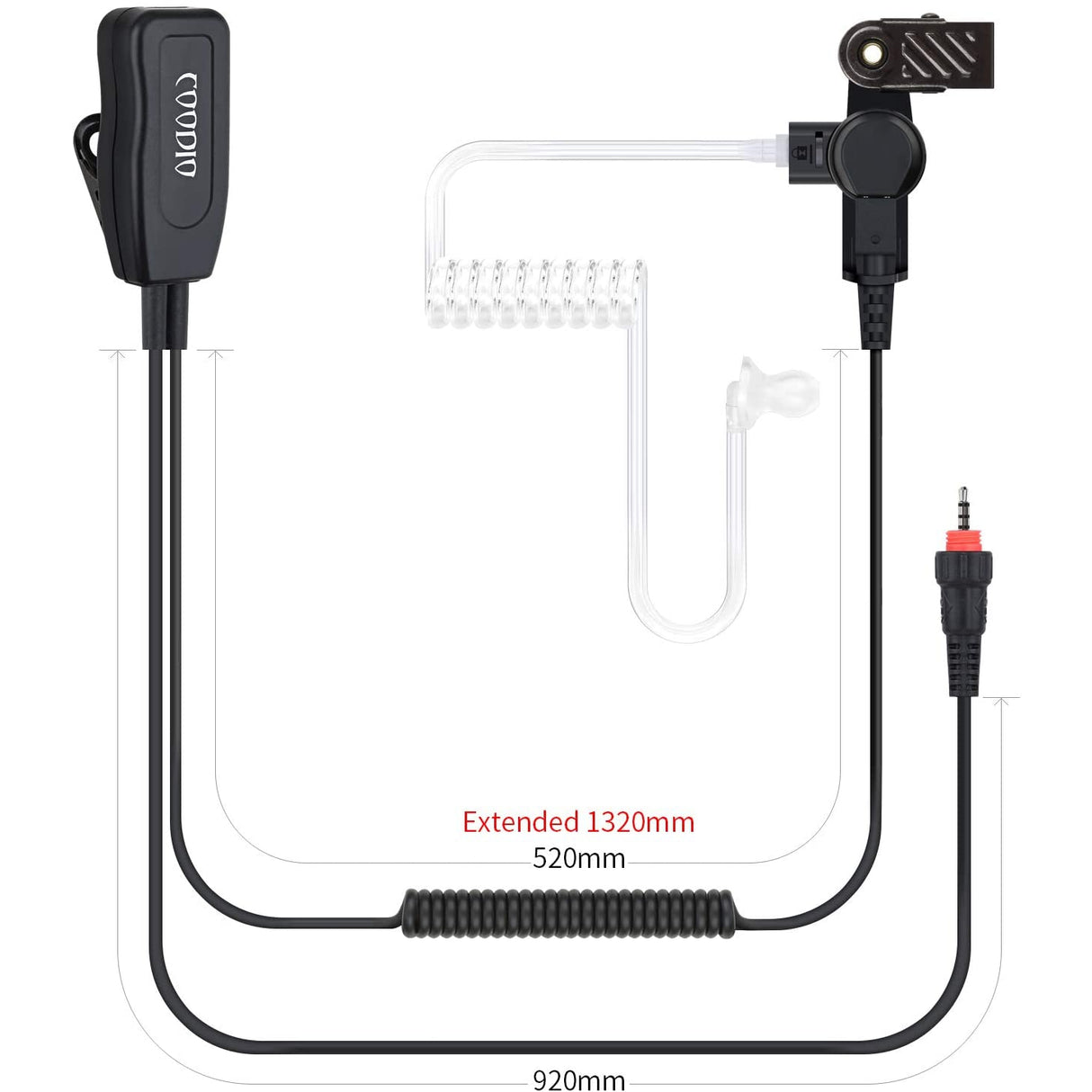 Coodio Flexible Earpiece Security Headset [in-line Microphone and PTT] Superior Surveillance Speaker [Covert Acoustic Tube] For Motorola