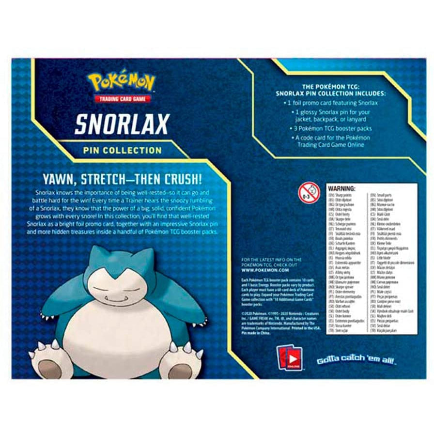 Pokemon Trading Card Game Snorlax Pin Collection