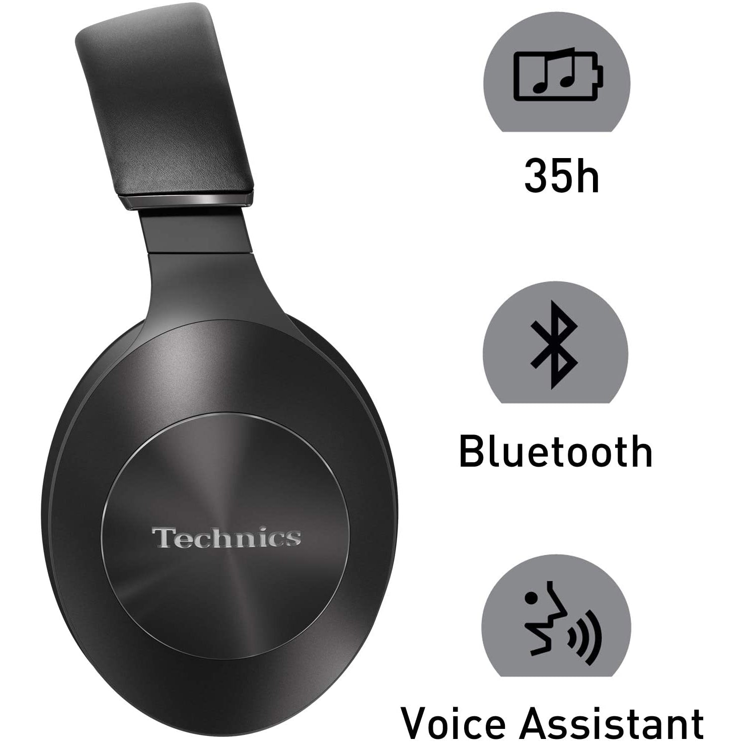 Technics EAH-F50B Wireless Bluetooth High Resolution Over-Ear Headphones - Black