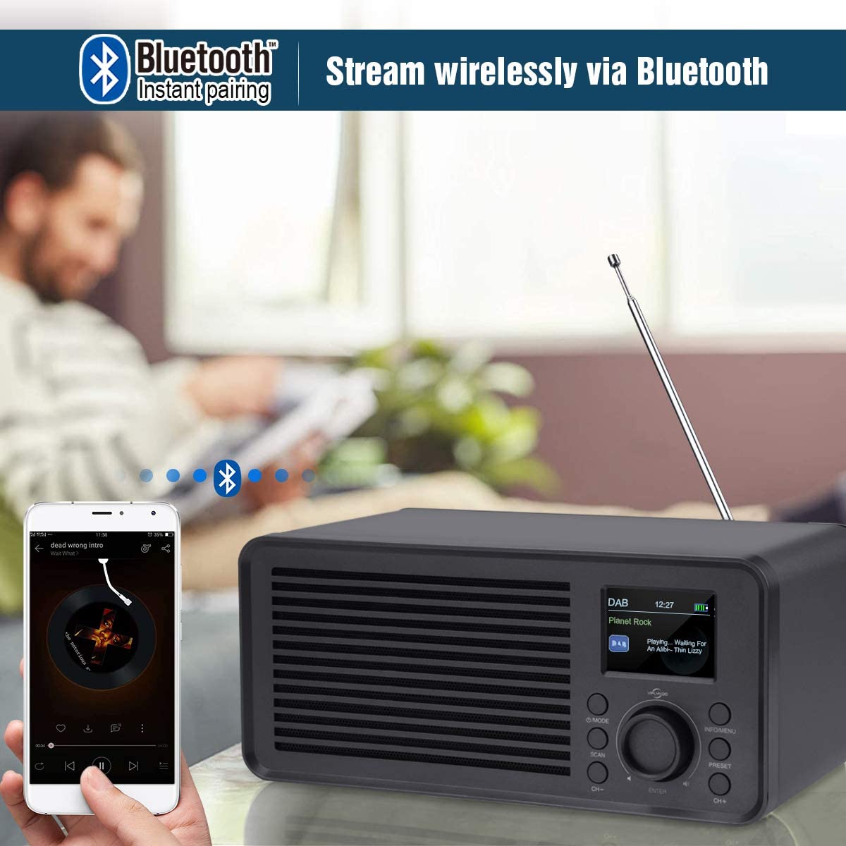 Viflykoo DAB+/ FM Radio with Bluetooth