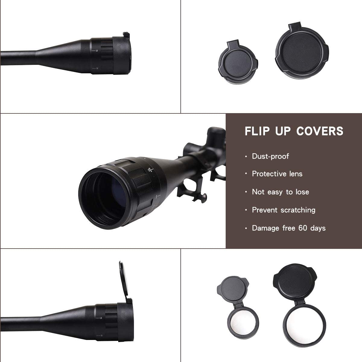 Goetland 6-24x50 AOEG Rifle Scope Red & Green Rangefinder Mil-Dot Illuminated Tactical Hunting with Mounts