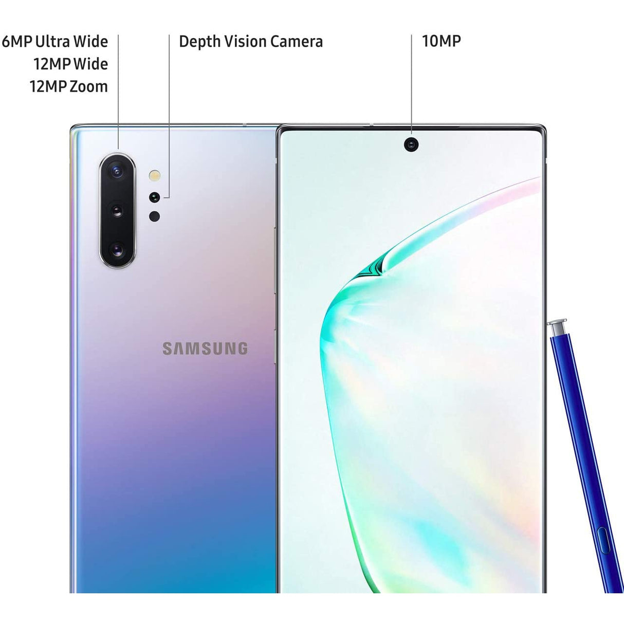 Samsung Galaxy Note10+ Smartphone with S Pen, 6.8", 4G, SIM Free, 256GB, Aura Glow