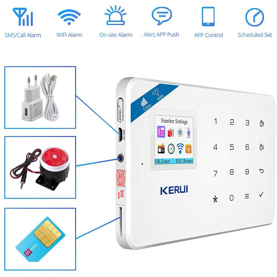 Kerui W18 Only 2.4G WIFI+GSM Wireless Smart Burglar Security Alarm System DIY Kit