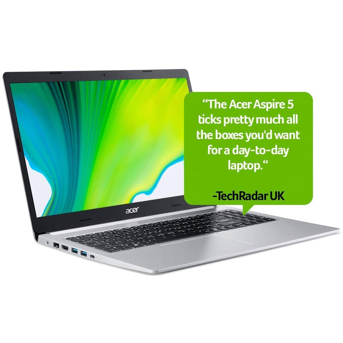 Acer Aspire 5 A515-55 Laptop - 15.6 inch Full HD Display, Intel Core i5, 8GB RAM, 256GB SSD - Pure Silver
