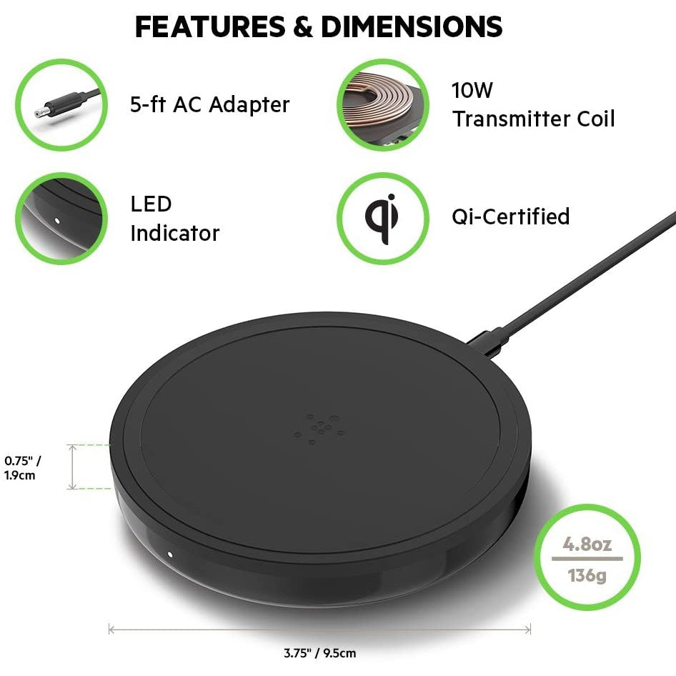 Belkin Boost Up Wireless Charging Pad 10W for Qi Smartphones - Black