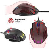 Redragon M908 IMPACT RGB LED MMO Mouse Laser Wired Gaming Mouse with 12,400DPI, High Precision, 18 Programmable Mouse Buttons
