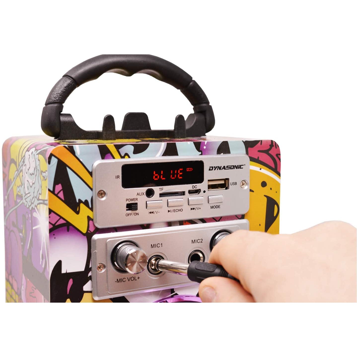 Dynasonic - (3rd Gen) Portable Bluetooth Speaker with Karaoke Mode and Microphone, FM Radio and USB SD Reader