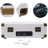 Musitrend Record Player Turntable Bluetooth Vinyl Player - White