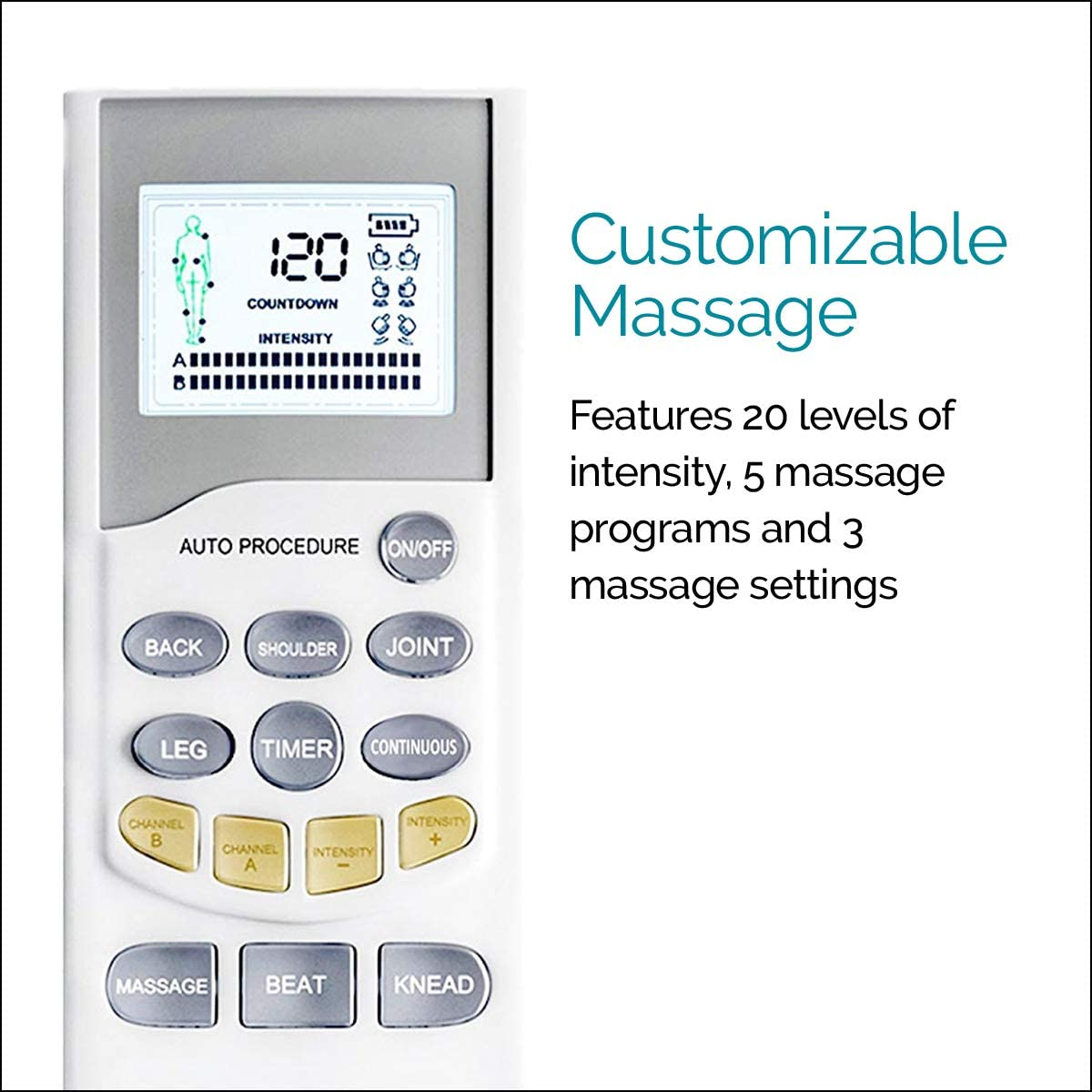 TruMedic TM-1000PRO Deluxe Tens Massager Unit for Pain Relief - White